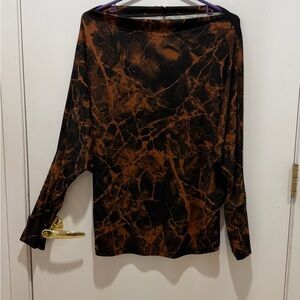 White Birch Black and Brown Marble Long Sleeve Top